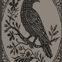 Raven op een tak in pixelkunst.png