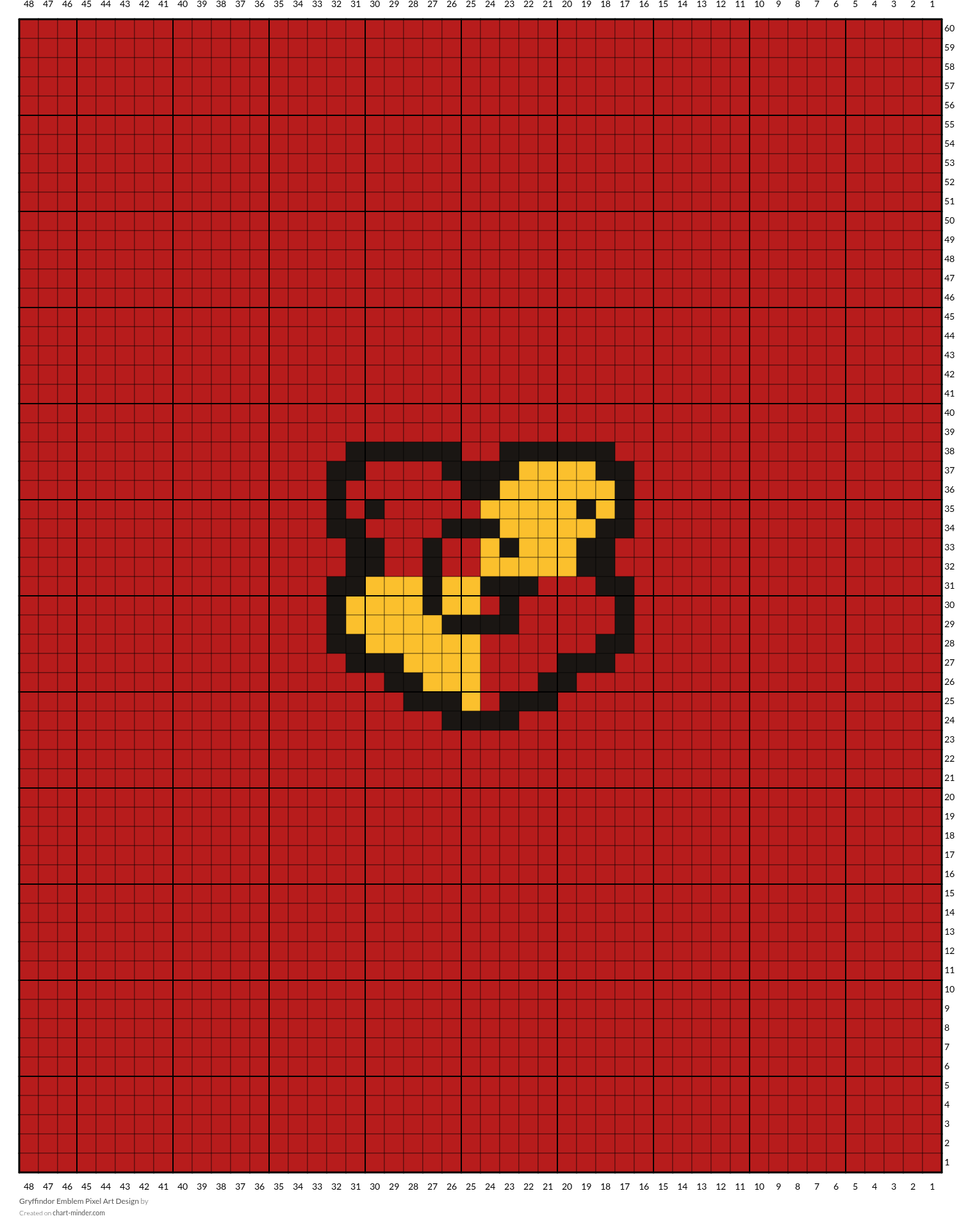 Gryffindor Emblem Pixel Art Design