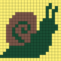 Copy of Copy of Copy of DALL·E 2024-02-15 21.50.42 - A pixel art snail motif for a fair isle knitting pattern, three colours.png
