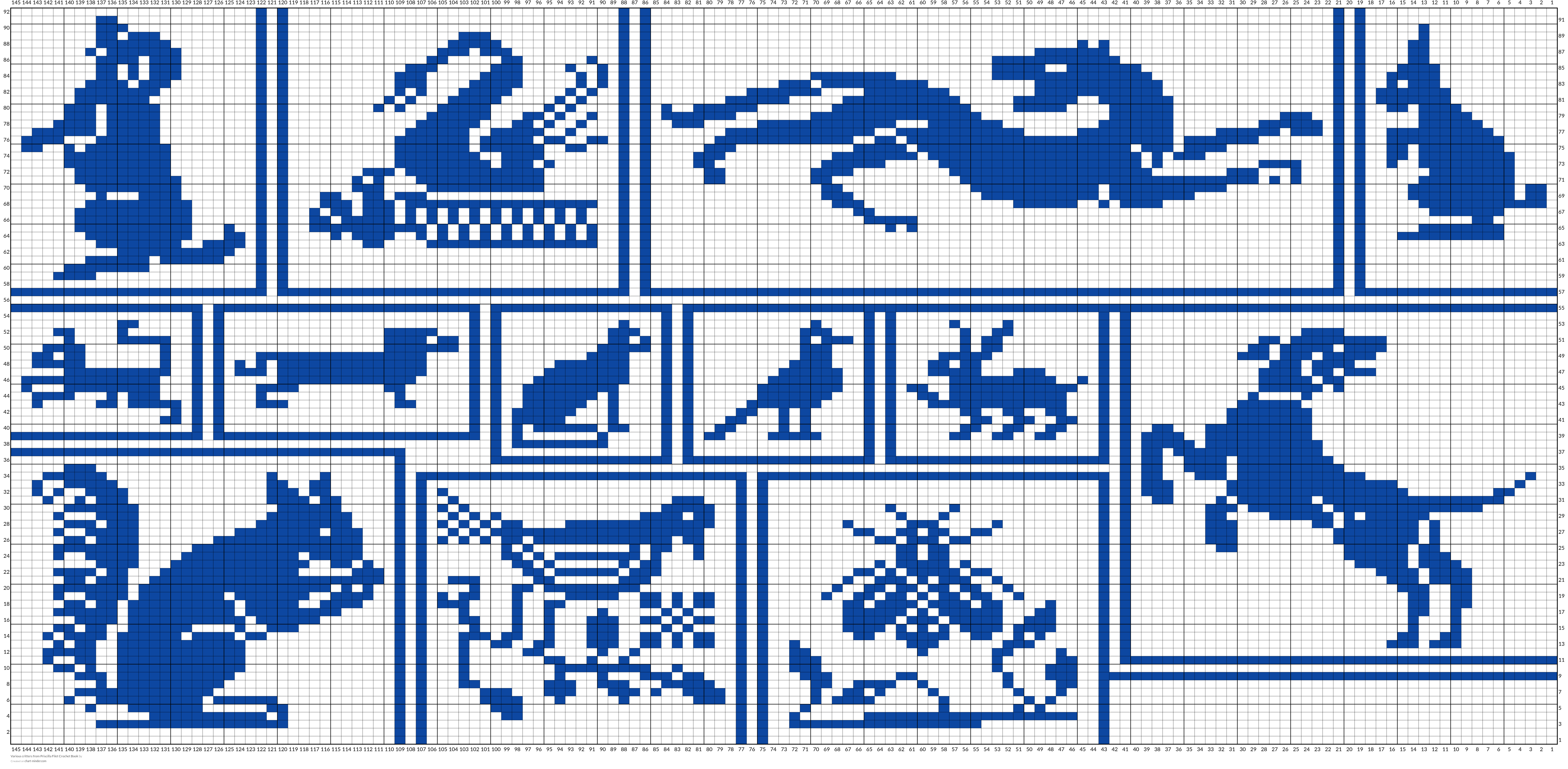 Various critters from Priscilla Filet Crochet Book