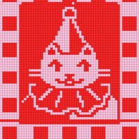 clown cat in pink and red