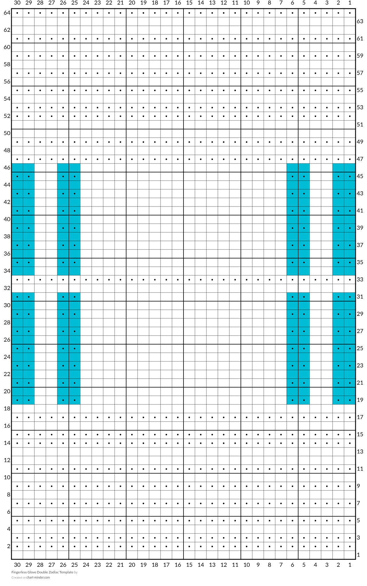 Fingerless Glove Double Zodiac Template