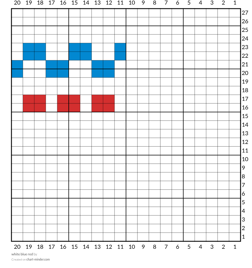 white blue red