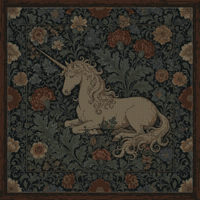 encadrée William Morris Licorne | Art mural botanique médiéval | Impression de licorne mythique | Décor universitaire sombre | Cadeau fantastique.jpg