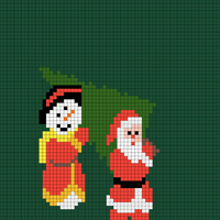 Santa and Snowman with Tree 2