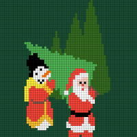 Santa and Snowman with Tree 3