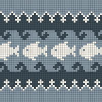 Fish In waves for socks (60 stitches across)